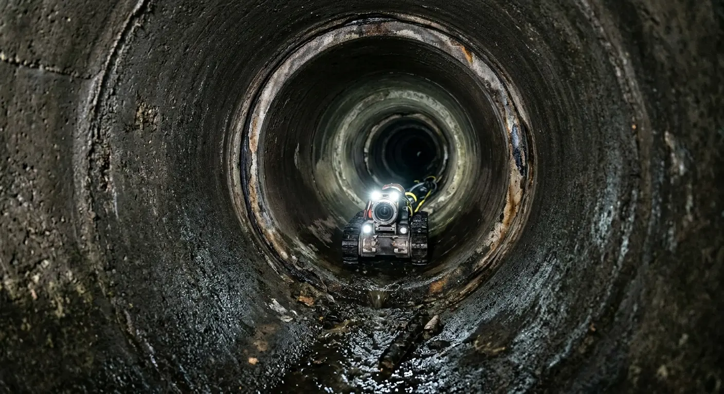 Robotic sewer camera inspecting pipe interior for Sewer Line Repair in Cicero